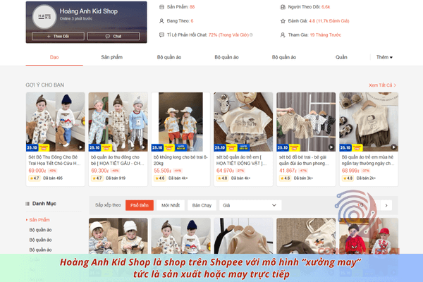 Shop bán quần áo trẻ em Shopee đẹp